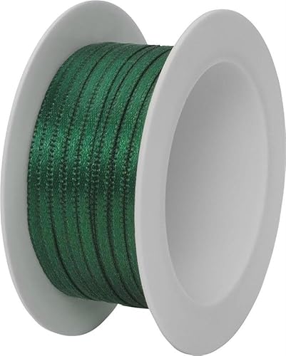 STEWO Satinband Geschenkband, 3mm x 5m, grün dunkel, hochwertiges Seidenband Hochzeitsband Dekoband Schleifenband zum Verpacken, Dekorieren und Basteln von Stewo