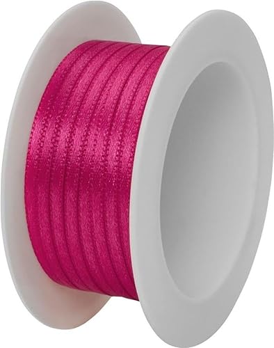 STEWO Satinband Geschenkband, 3mm x 5m, pink, hochwertiges Seidenband Hochzeitsband Dekoband Schleifenband zum Verpacken, Dekorieren und Basteln von Stewo