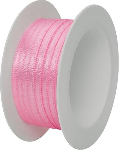 STEWO Satinband Geschenkband, 3mm x 5m, rosa hell, hochwertiges Seidenband Hochzeitsband Dekoband Schleifenband zum Verpacken, Dekorieren und Basteln von Stewo