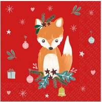Serviette "Christmas Fox" - 5 Stück von Rot