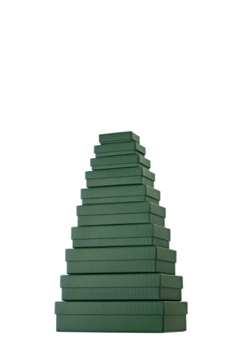 Stewo Geschenkboxen-Set Kartonage, 10-er Satz mit Rillenprägung, dunkelgrün von Stewo