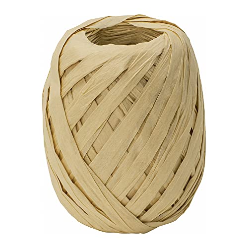 Stewo Raffia Bast Geschenkband,7mm x 30m, beige hell, Naturbast gefärbt auf Großrolle, zum Verpacken, Basteln, Dekorieren, Flechten von Stewo