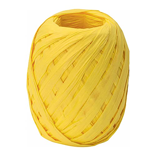 Stewo Raffia Bast Geschenkband,7mm x 30m, gelb, Naturbast gefärbt auf Großrolle, zum Verpacken, Basteln, Dekorieren, Flechten von Stewo