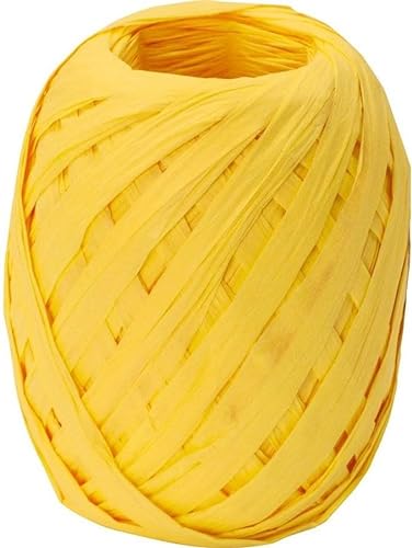 Stewo Raffia Bast Geschenkband,7mm x 30m, gelb, Naturbast gefärbt auf Großrolle, zum Verpacken, Basteln, Dekorieren, Flechten von Stewo