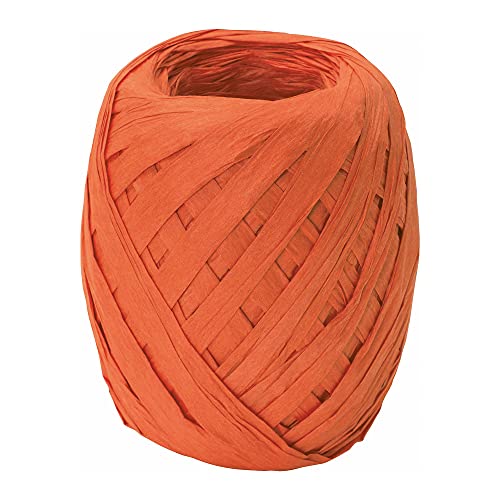 Stewo Raffia Bast Geschenkband,7mm x 30m, orange, Naturbast gefärbt auf Großrolle, zum Verpacken, Basteln, Dekorieren, Flechten von Stewo
