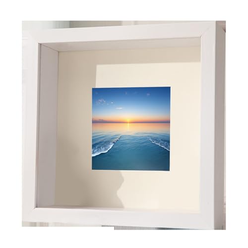Stfery Bilderrahmen Tief Zum Befüllen Bis 5cm Für Objekte, Blumen, Quadratisch 25x25cm Weiß Fotorahmen Holz Mit Glas Durchsichtig Diy Deko von Stfery