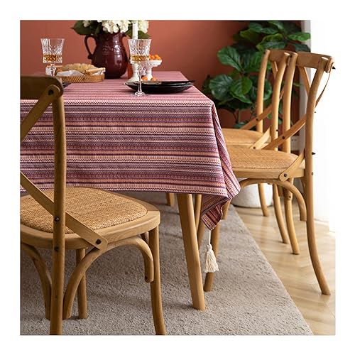 Stfery Tischdecke Abwaschbar Streifen Lila, 60x60cm, Tischtuch Boho, Tischdecke Quadratisch Gartentisch von Stfery