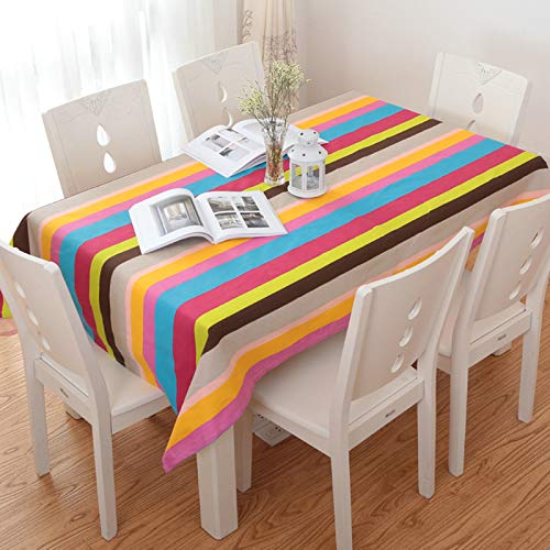 Stfery Tischdecke Leinen Baumwolle, Bunt Streifen, Bunt, 140x220cm, Tablecloth Modern, Tischdecke Rechteckig Stehtisch Stfery Tischdecke Leinen Baumwolle, Bunt Streifen, Bunt, 140x220cm, Tablecloth Modern, Tischdecke Rechteckig Stehtisch von Stfery