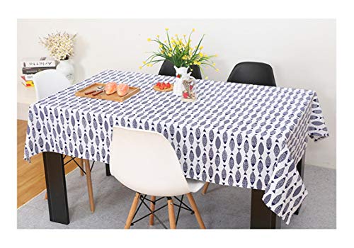 Stfery Tischdecke Leinenoptik, Fische Marineblau, 90x90cm, Tablecloth Japanisch, Tischdecke Quadratisch Gartentisch von Stfery
