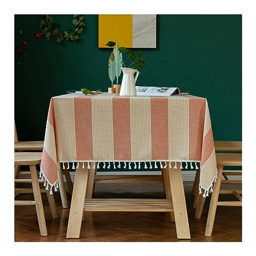 Stfery Tischdecke Leinenoptik Breit Gestreiften Orange, 100x160cm, Tischtuch Mit Quaste Nordischer Stil, Tischdecke Rechteckig Campingtisch Stfery Tischdecke Leinenoptik Breit Gestreiften Orange, 100x160cm, Tischtuch Mit Quaste Nordischer Stil, Tischdecke Rechteckig Campingtisch von Stfery