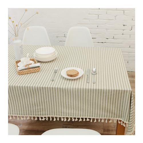 Stfery Tischdecke Quadratisch 120x120cm, Schmal Gestreifte Mit Quaste Grün, Table Cloth Mediterran, Tischdecke Abwaschbar Stehtisch Stfery Tischdecke Quadratisch 120x120cm, Schmal Gestreifte Mit Quaste Grün, Table Cloth Mediterran, Tischdecke Abwaschbar Stehtisch von Stfery