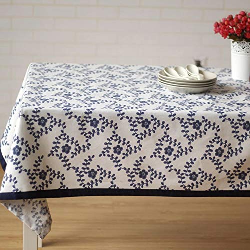 Stfery Tischdecke Quadratisch 90x90cm, Blumenwiesenmuster Blau Weiß, Tischtuch Baumwolle, Tischdecke Campingtisch Stfery Tischdecke Quadratisch 90x90cm, Blumenwiesenmuster Blau Weiß, Tischtuch Baumwolle, Tischdecke Campingtisch von Stfery
