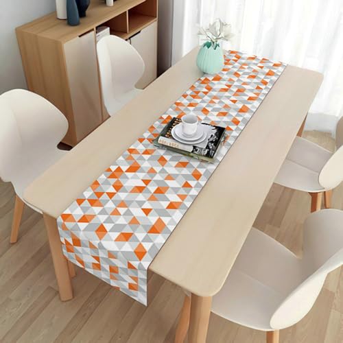 Stfery Tischläufer 33x200, Leinen Tischläufer Grau Orange Modern, Geometrische Muster Tischläufer für Küche Esstisch Dekoration Drinnen Urlaub Party Dekor Stfery Tischläufer 33x200, Leinen Tischläufer Grau Orange Modern, Geometrische Muster Tischläufer für Küche Esstisch Dekoration Drinnen Urlaub Party Dekor von Stfery