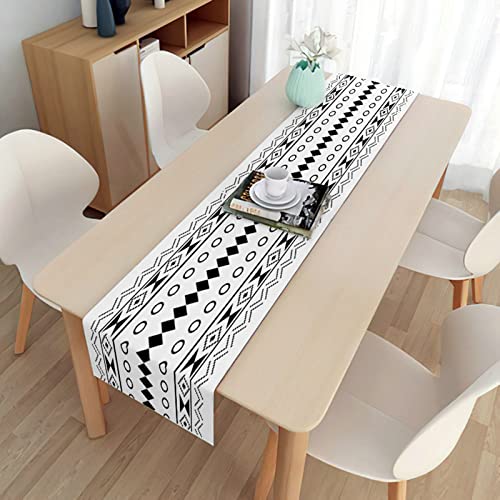 Stfery Tischläufer Abwaschbar 33x150, Leinen Tischläufer Weiß Schwarz Modern, Geometrisch Tischläufer für Küche Esstisch Dekoration Drinnen Urlaub Party Dekor Stfery Tischläufer Abwaschbar 33x150, Leinen Tischläufer Weiß Schwarz Modern, Geometrisch Tischläufer für Küche Esstisch Dekoration Drinnen Urlaub Party Dekor von Stfery