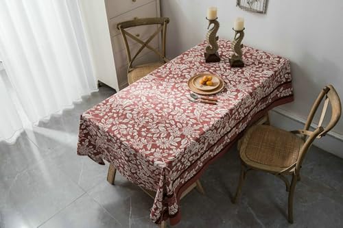 Stfery Tischtücher 100x140 Rotbraun Tischdecke Unterlage rutschfest Baumwolle Leinen Blumen Gedruckt Tischdecke Fleckabweisend Dauerhaft für Esszimmer Stfery Tischtücher 100x140 Rotbraun Tischdecke Unterlage rutschfest Baumwolle Leinen Blumen Gedruckt Tischdecke Fleckabweisend Dauerhaft für Esszimmer von Stfery
