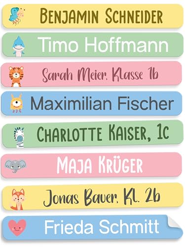 StiKiddo® 150 Stück Namensaufkleber Kinder für die Schule - Personalisierte Aufkleber, Ideal für Stifte & Schulsachen, Made in Germany - Rosa von StiKiddo