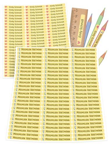 StiKiddo® 225 Stück Namensaufkleber Kinder für die Schule - Personalisierte Aufkleber, Ideal für Stifte & Schulsachen, Made in Germany - Gelb von StiKiddo