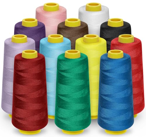 StiVerse 12 Farben Overlock-Faden, 12 Kegel Fäden à 1800 Meter pro Spule, Allzweckgarn zum Nähen, Polyestergarn 40S/2 für Overlock, Quilten, Teilen, Nähmaschine, HY1056 StiVerse 12 Farben Overlock-Faden, 12 Kegel Fäden à 1800 Meter pro Spule, Allzweckgarn zum Nähen, Polyestergarn 40S/2 für Overlock, Quilten, Teilen, Nähmaschine, HY1056 von StiVerse