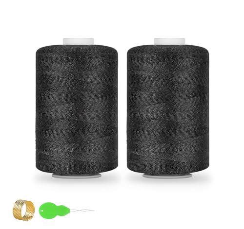 StiVerse 2 Stück Garn zum Nähen, 1000 Yard schwarzesGarn zum Nähen, PolyesterSchwarzes Nähgarn, Allzweckgarn, schwarzes Garn für Nähmaschine Handnähen/Handquilten/Nähmaschinen StiVerse 2 Stück Garn zum Nähen, 1000 Yard schwarzesGarn zum Nähen, PolyesterSchwarzes Nähgarn, Allzweckgarn, schwarzes Garn für Nähmaschine Handnähen/Handquilten/Nähmaschinen von StiVerse