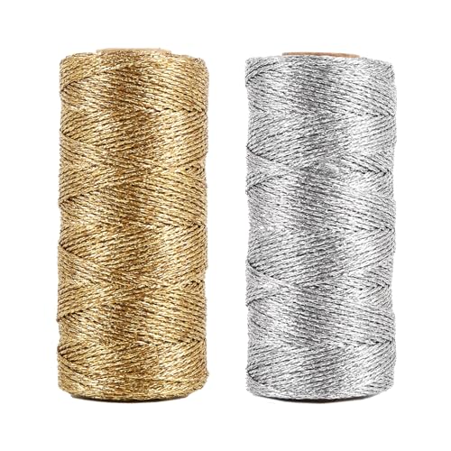 StiVerse Gold und Silber Metallic Kordel, 200M Schnur Verpackungsschnur für Geschenkpapier,1.5MM Breit Bindfaden DIY Bastelschnur,Geschenkverpackung,Basteln Weihnachten Deko,Ribbon Craft Making StiVerse Gold und Silber Metallic Kordel, 200M Schnur Verpackungsschnur für Geschenkpapier,1.5MM Breit Bindfaden DIY Bastelschnur,Geschenkverpackung,Basteln Weihnachten Deko,Ribbon Craft Making von StiVerse