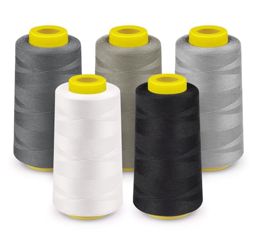 StiVerse Overlockgarn, 5 universelle Naturfarben, 274 m pro Spule, Allzweckgarn zum Nähen, Polyestergarn 40S/2 für Overlock, Quilten, Teilen, Nähmaschinen von StiVerse
