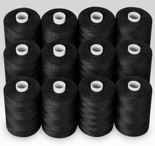 StiVerse12 Stück Garn zumNähen, 1000 Yard schwarzes Garn zumNähen, Polyesterschwarzes Nähgarn, Allzweckgarn, schwarzes GarnfürNähmaschine Handnähen/Handquilten/Nähmaschinen StiVerse12 Stück Garn zumNähen, 1000 Yard schwarzes Garn zumNähen, Polyesterschwarzes Nähgarn, Allzweckgarn, schwarzes GarnfürNähmaschine Handnähen/Handquilten/Nähmaschinen von StiVerse