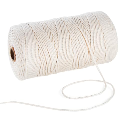 Stiverse Natur Makramee Garn 2mm, 220m Makramee-Garn for Taschen, DIY Handwerk, Weben Dekoration, Hängepflanze Pflanze Aufhänger Wandbehänge(Cremeweiß) von StiVerse