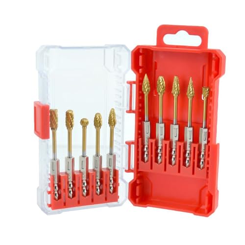 Burr Bits, Schneiden von Burrs,Wolfram -Bohrer -Raspe -Set von 10 | Hochleistungssteuer 1/4 Zoll Schaft -Carbide -Grat für Metallbearbeitungsholz -Gravur -Porting -Handwerksprojekte Burr Bits, Schneiden von Burrs,Wolfram -Bohrer -Raspe -Set von 10 | Hochleistungssteuer 1/4 Zoll Schaft -Carbide -Grat für Metallbearbeitungsholz -Gravur -Porting -Handwerksprojekte von Stibtmr