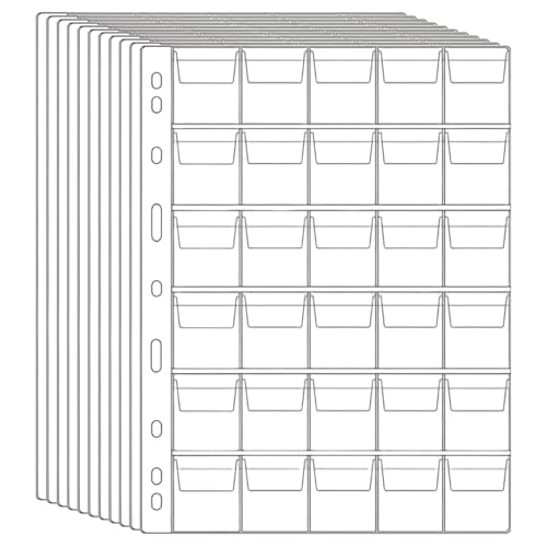 10 pcs Münztaschenseiten 30 Pocket 9-Loch Transparent PVC-Münz Bindemittel Seiten Mehrzweckhalter für Kollektoren für Stempel, Währung 10 pcs Münztaschenseiten 30 Pocket 9-Loch Transparent PVC-Münz Bindemittel Seiten Mehrzweckhalter für Kollektoren für Stempel, Währung von Stibzeup