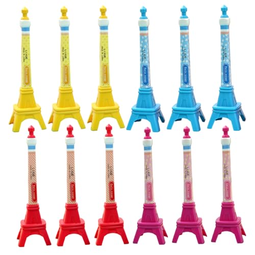 12pcs Eiffelturm-Dekor Einziehbare Kugelschreiber mit 0, 7 mm Nachfüllstiften für Journaling, Notizen, Skizzieren und Unterzeichnung. von Stibzeup