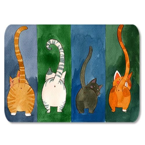 Cat Teppich 24x16 Katzenstolben mit nicht rutschfestem Rückenweiche absorbierende Polyester-Badezimmerteppiche für Dusche, Badewanne, Küche, Haustür, Wohnkulturteppich, Hintern, Türmat, Türmatte, Bad von Stibzeup