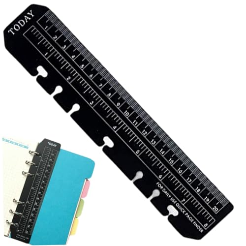 Kunststoff-Seitenmarker-Binder Lineal Beutel PageFinder Messung Lesezeichen Lineal Snap-In Binder für A5 Größe 6-Loch-Notizbuch (schwarz) Lesezeichen für A5, Planer Acces von Stibzeup