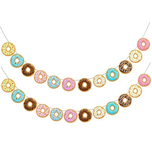 Stibzeup Donut Food Theme Party Banner Garland - 2 Pack Donut Geburtstagsfeier Vorräte - Zeitdekorationen für Erwachsene Geburtstagstorte Food Favor Displays Stibzeup Donut Food Theme Party Banner Garland - 2 Pack Donut Geburtstagsfeier Vorräte - Zeitdekorationen für Erwachsene Geburtstagstorte Food Favor Displays von Stibzeup