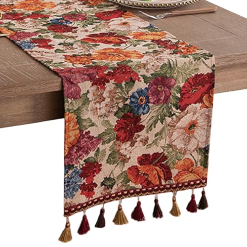 Stibzeup Tischläufer, 13x47 -Zoll Vintage Jacquard Spring Tischläufer mit Quasten, Bauernhaus Dekoration Urlaub Home Party Küche Esszimmer Vorräte Stibzeup Tischläufer, 13x47 -Zoll Vintage Jacquard Spring Tischläufer mit Quasten, Bauernhaus Dekoration Urlaub Home Party Küche Esszimmer Vorräte von Stibzeup