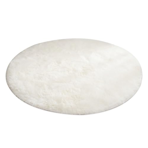 Stibzeup Weißer Flauschiger Teppich, 39 Zoll weicher bequemer runder weißer Teppich, Rutschrohrer, maschinenwaschbarer Bereich für Schlafzimmer Wohnzimmer flauschig, c Stibzeup Weißer Flauschiger Teppich, 39 Zoll weicher bequemer runder weißer Teppich, Rutschrohrer, maschinenwaschbarer Bereich für Schlafzimmer Wohnzimmer flauschig, c von Stibzeup