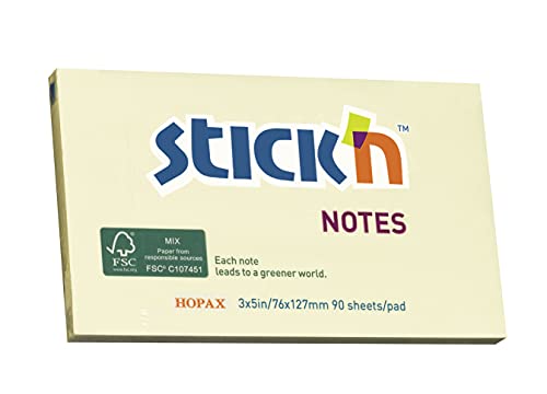 Block mit 90 Notizen, umweltfreundlich, selbstklebend, 76 x 127 mm, Markierungen für Notizen und Erinnerungen, Gelb, Material für Schule und Büro, Stick'n For Kids Block mit 90 Notizen, umweltfreundlich, selbstklebend, 76 x 127 mm, Markierungen für Notizen und Erinnerungen, Gelb, Material für Schule und Büro, Stick'n For Kids von Stick´n for kids