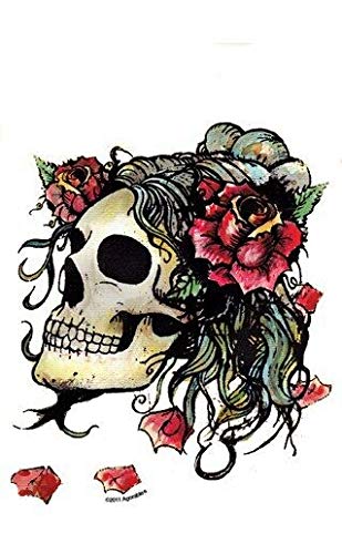 Sticker-Designs 10cm! Klebe-Folie Wetterfest Made-IN-Germany: Day of The Dead Flowers Rose Skull Totenkopf Lady AGORABLES E785 UV Waschanlagenfest Auto-Aufkleber Profi-Qualität! von Sticker-Designs