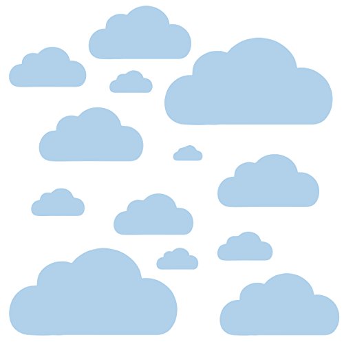 13 Wolken Set - Wolke Wandtattoo Wandaufkleber Sticker Aufkleber Wölkchen Himmel (Babyblau) von Sticker Genie