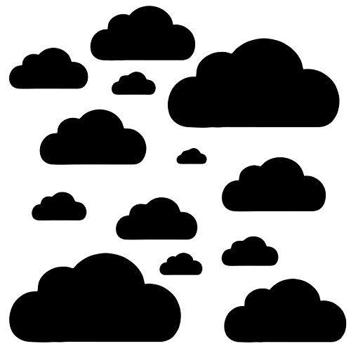 13 Wolken Set - Wolke Wandtattoo Wandaufkleber Sticker Aufkleber Wölkchen Himmel (Schwarz) von Sticker Genie