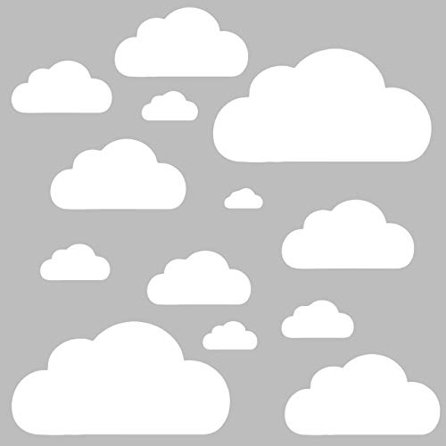 13 Wolken Set - Wolke Wandtattoo Wandaufkleber Sticker Aufkleber Wölkchen Himmel (Weiss) von Sticker Genie