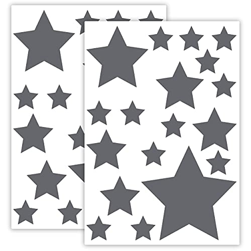 STERNEN SET Kinderzimmer 36 Stück Sterne Aufkleber Sternenhimmel zum Kleben Stern Wandtattoo Wandaufkleber Sticker Wanddeko (Betongrau) von Sticker Genie