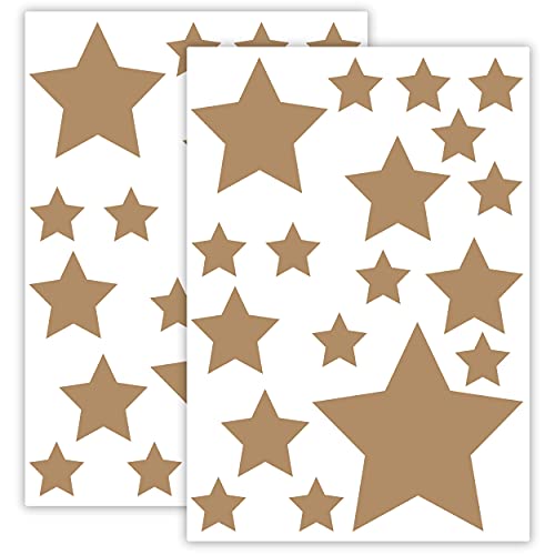 Sternen Set Kinderzimmer 36 Stück Sterne Aufkleber Sternenhimmel zum Kleben Stern Wandtattoo Wandaufkleber Sticker Wanddeko (Hellbraun) von Sticker Genie
