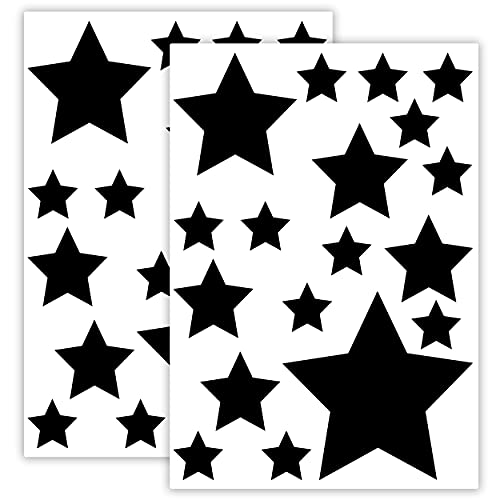 Sternen Set Kinderzimmer 36 Stück Sterne Aufkleber Sternenhimmel zum Kleben Stern Wandtattoo Wandaufkleber Sticker Wanddeko (Schwarz) von Sticker Genie