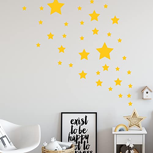Sternen Set X Kinderzimmer Wandsticker 36 Stück Sterne Sternenhimmel zum Kleben Wandtattoo Wandaufkleber Sticker Wanddeko (Gelb) von Sticker Genie