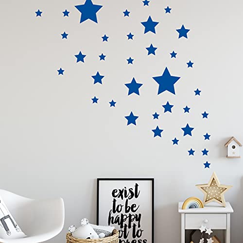 Sternen Set X Kinderzimmer Wandsticker 36 Stück Sterne Sternenhimmel zum Kleben Wandtattoo Wandaufkleber Sticker Wanddeko (Blau) von Sticker Genie