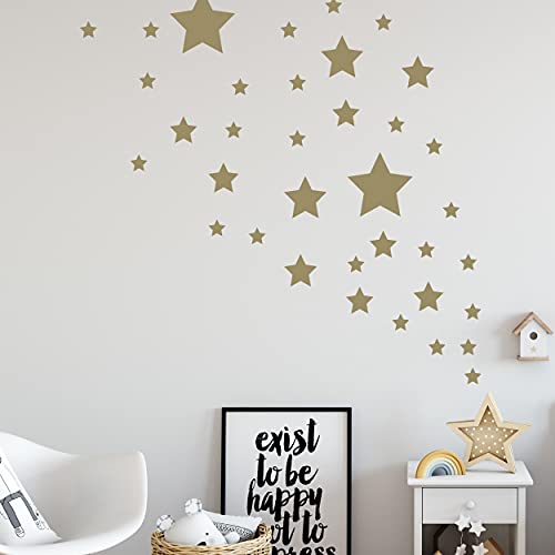 Sternen Set X Kinderzimmer Wandsticker 36 Stück Sterne Sternenhimmel zum Kleben Wandtattoo Wandaufkleber Sticker Wanddeko (Gold) von Sticker Genie