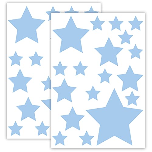 WANDKIND Sternen Set Kinderzimmer 36 Stück Sterne Aufkleber Sternenhimmel zum Kleben Stern Wandtattoo Wandaufkleber Sticker Wanddeko (Babyblau) von Sticker Genie
