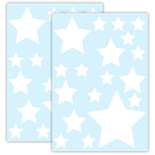 WANDKIND Sternen Set Kinderzimmer 36 Stück Sterne Aufkleber Sternenhimmel zum Kleben Stern Wandtattoo Wandaufkleber Sticker Wanddeko (Weiss) von Sticker Genie