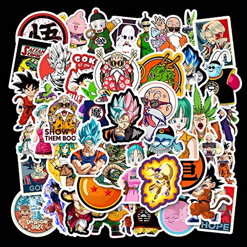 Sticker Junkies 50 Stück Dragon Ball Stickers Z Cartoon wasserdichte Anime Aufkleber Vinyl Wasserflaschen Laptop Skateboard Auto Motorrad Fahrrad Telefon Computer Gepäck Graffiti Patches von Sticker Junkies