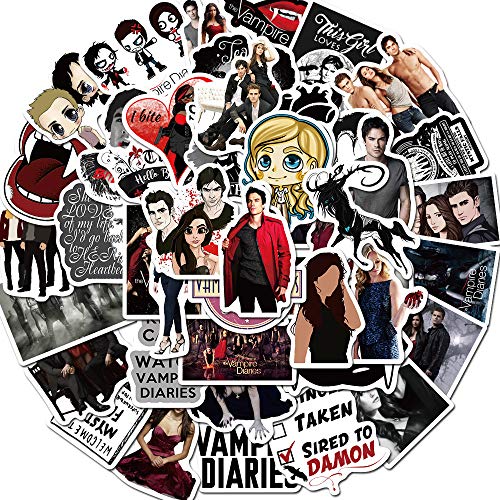 Sticker Junkies The Vampire Diaries Aufkleber 50 Stück Horrorfilm Vinyl Wasserflasche Skateboard Laptop Gitarre Motorrad Fahrrad,Classic Stickers für Jugendliche Kinder Erwachsene von Sticker Junkies